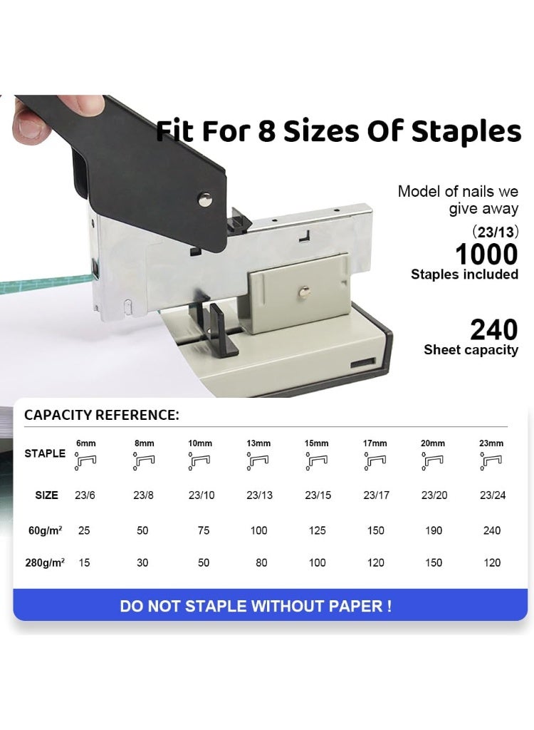 YelaJoy High-Capacity Metal Stapler Kit, 240 Sheets, 8-24mm Staples Compatibility, with 1000 Staple Set & Long Ergonomic Handle, Precise Alignment, Ideal for Office, School & Industrial Use - Image 2